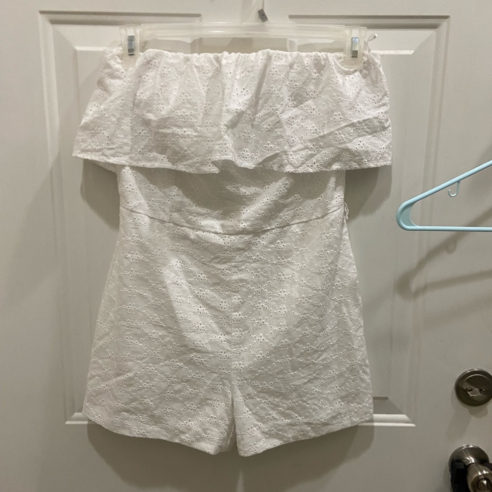 White strapless romper
